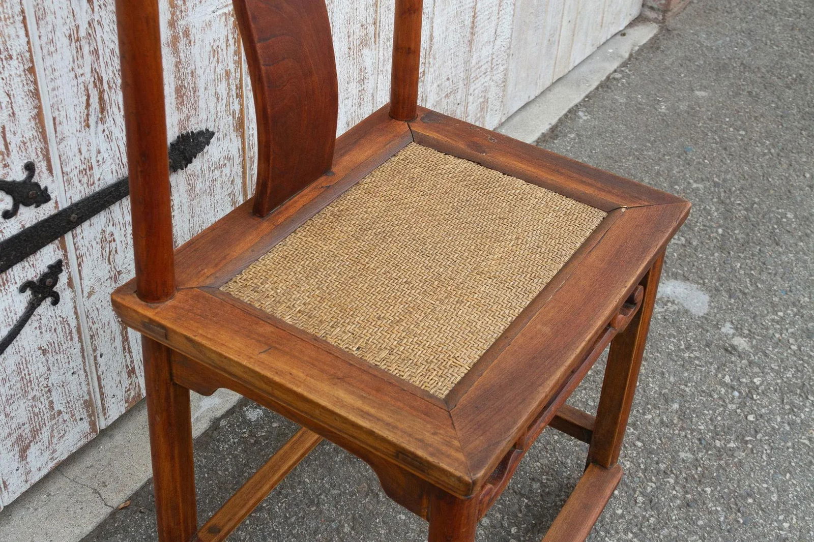 Antique Carved Elm Wood Chinese Chair - 4