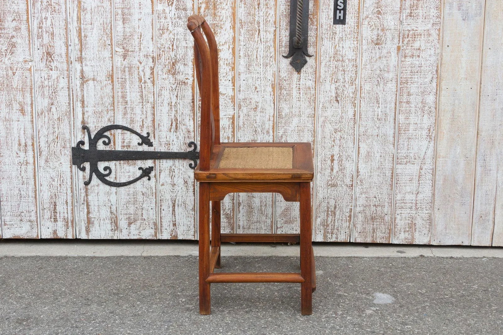 Antique Carved Elm Wood Chinese Chair - 9