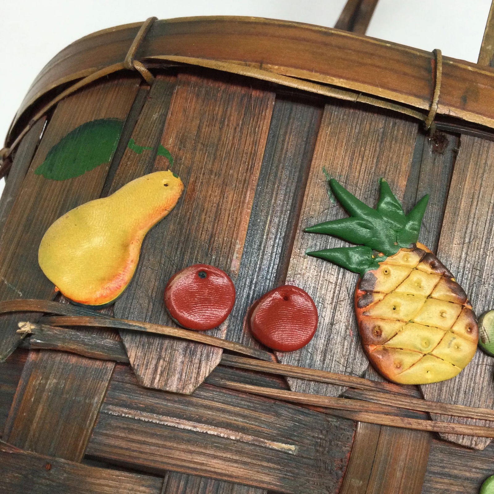 Vintage Oak Strapped Market Basket - 11