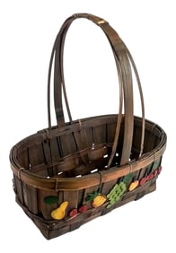 Vintage Oak Strapped Market Basket