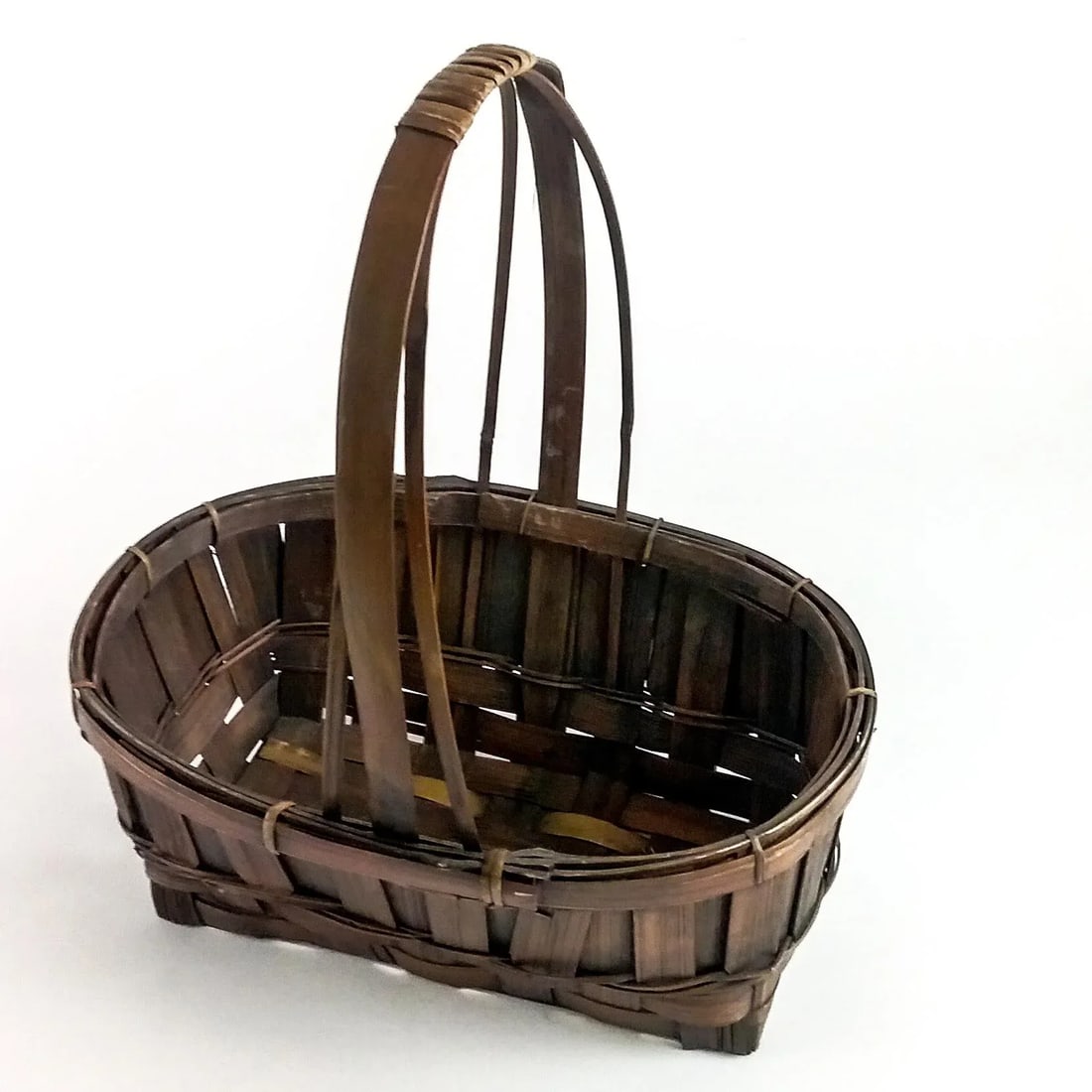 Vintage Oak Strapped Market Basket - 3
