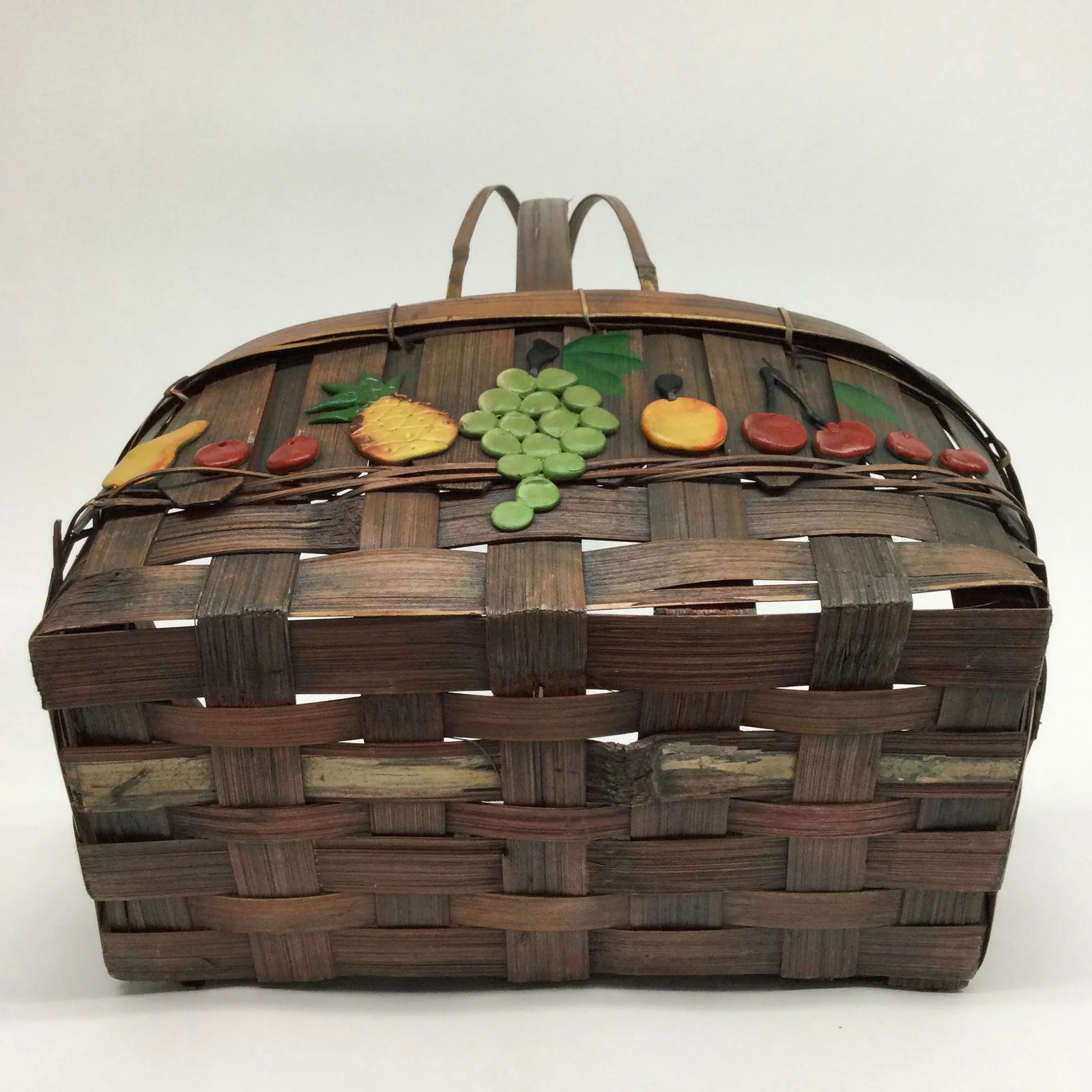 Vintage Oak Strapped Market Basket - 9