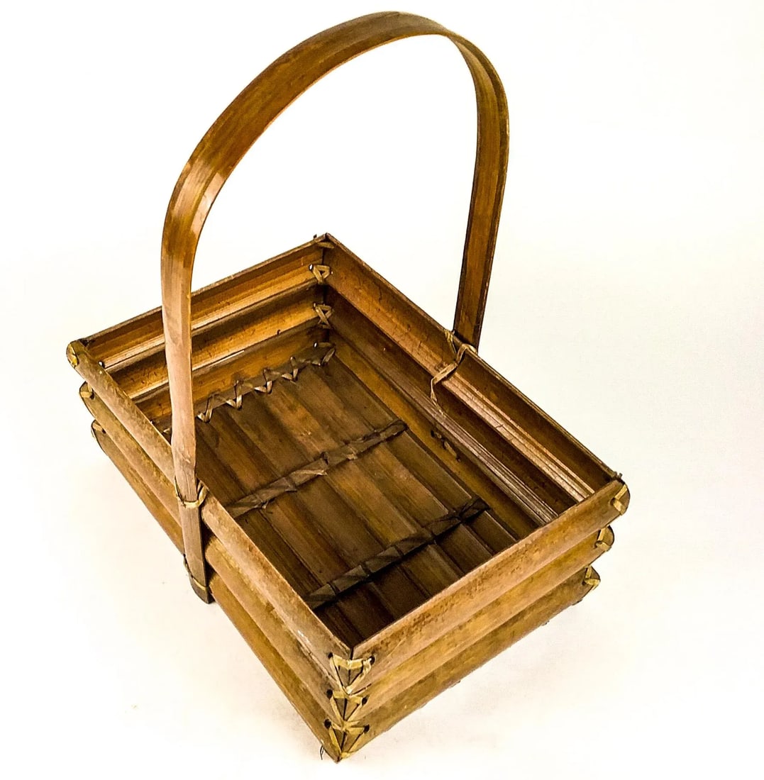 1950s Structured Bamboo Basket - 6