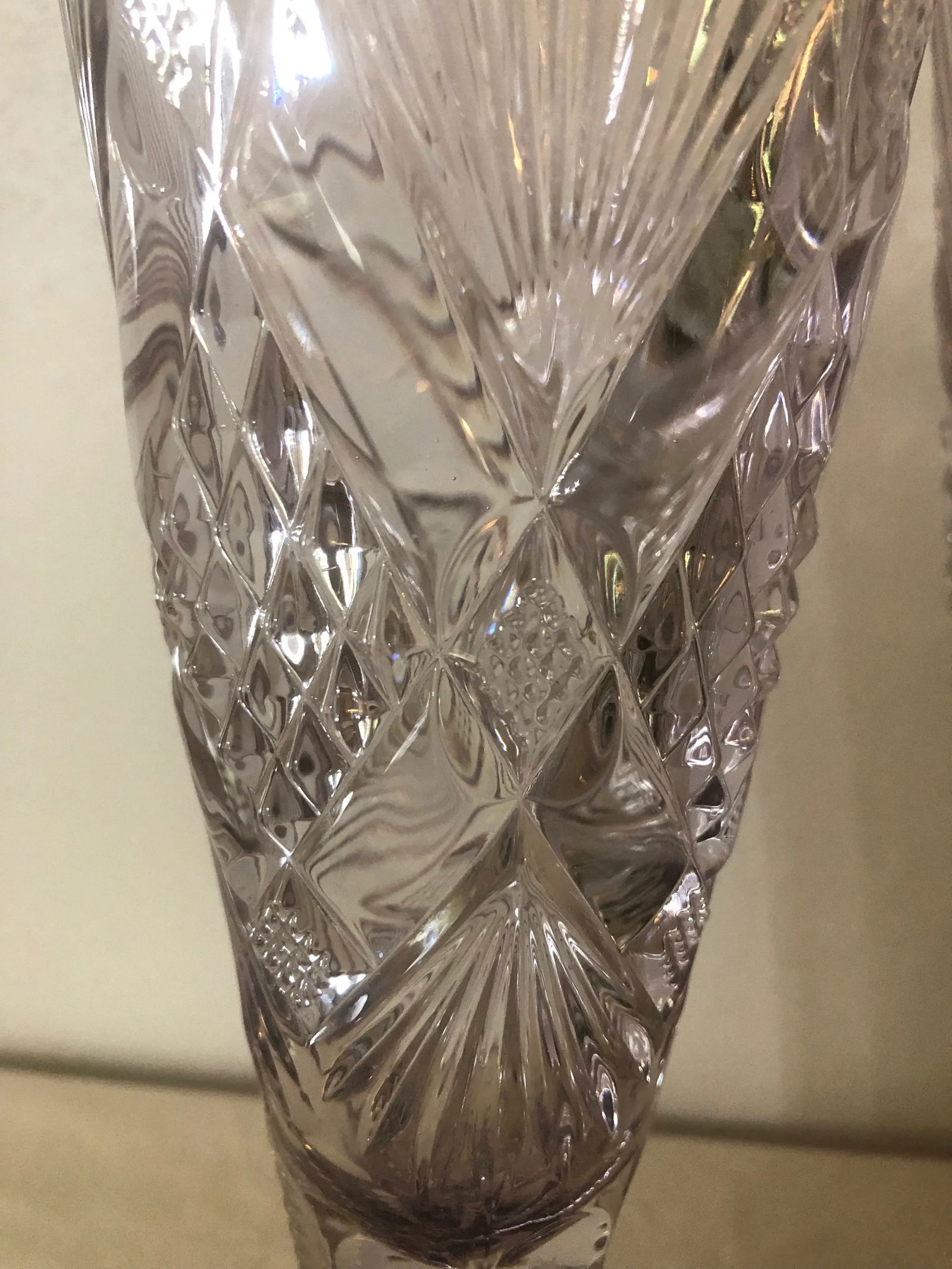 Antique Brilliant Cut Glass Trumpet Vases- a Pair - 4