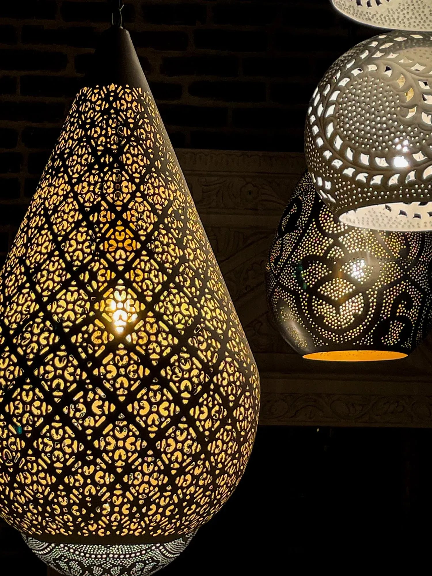 Silver Filigree Lucknow Teardrop Pendant Lantern - 11