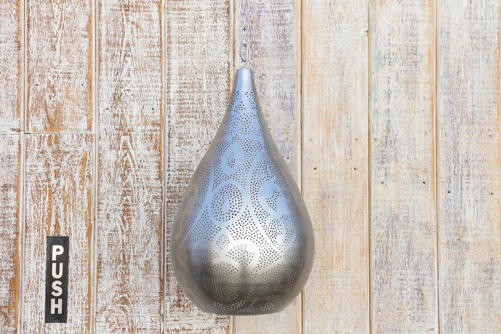 Silver Filigree Lucknow Teardrop Pendant Lantern - 2