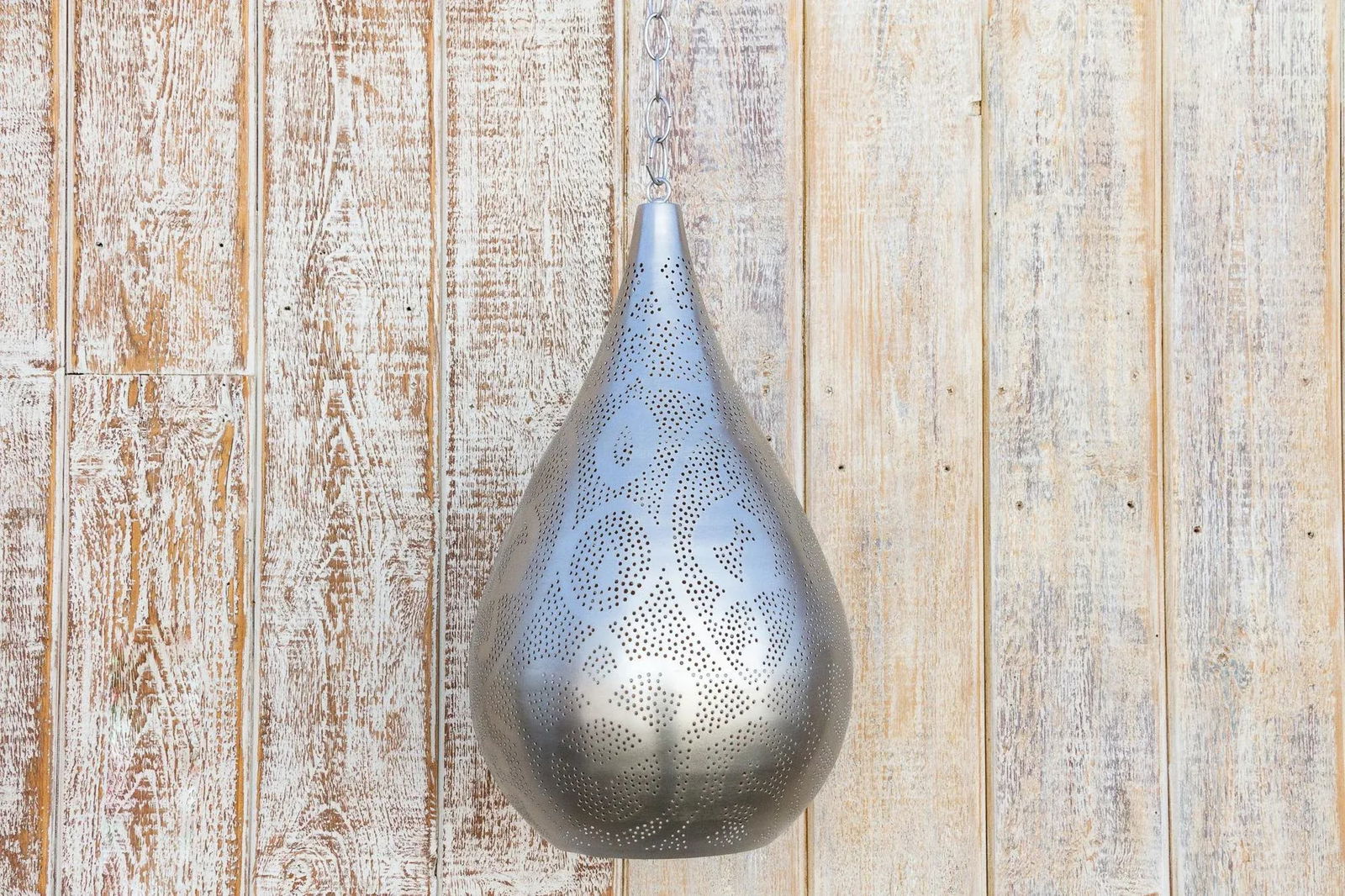 Silver Filigree Lucknow Teardrop Pendant Lantern - 8