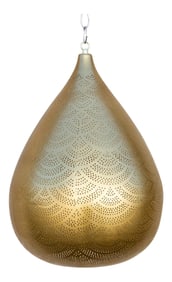 Gold Filigree Lucknow Pear Pendant Lantern
