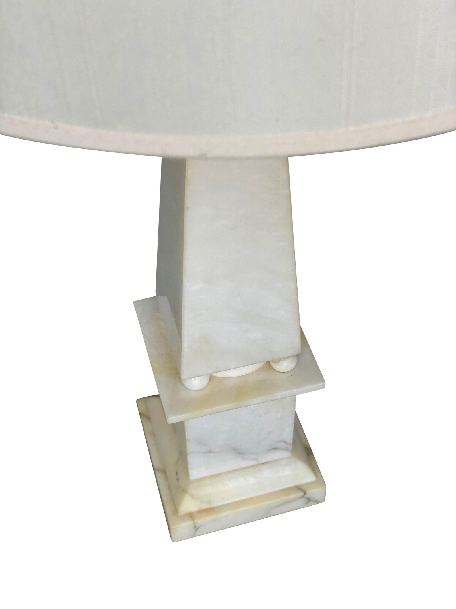 1980s Vintage Neoclassical Alabaster Marble Table Lamps - a Pair - 2