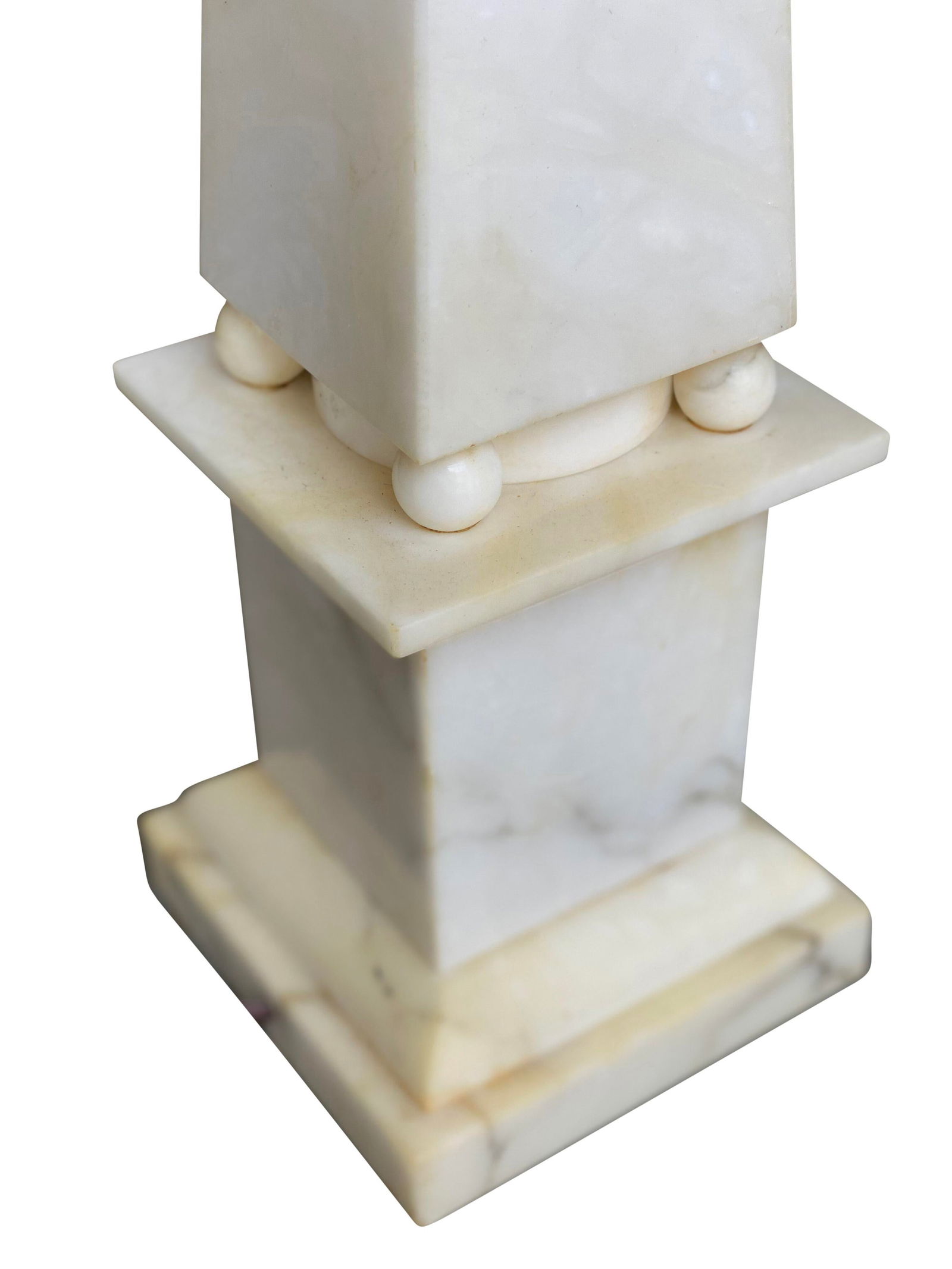 1980s Vintage Neoclassical Alabaster Marble Table Lamps - a Pair - 3