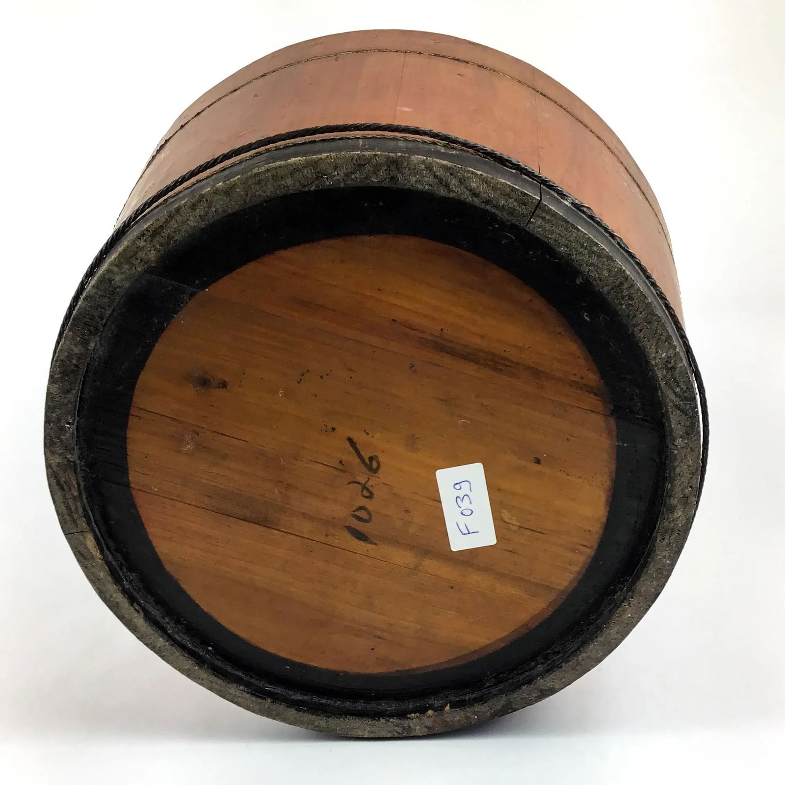 Antique Chinese Elmwood Water Bucket Trash-Bin Box - 12