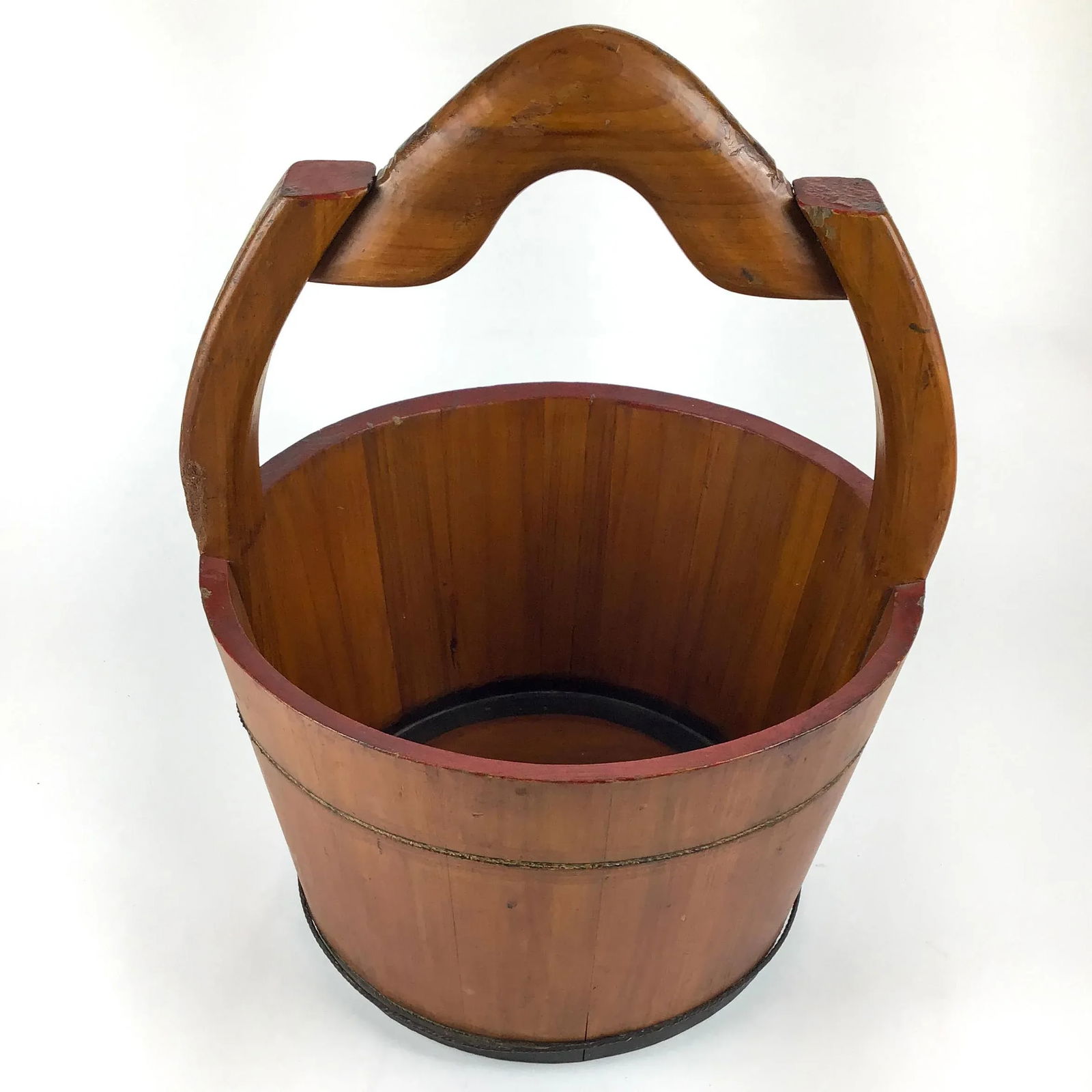 Antique Chinese Elmwood Water Bucket Trash-Bin Box - 13