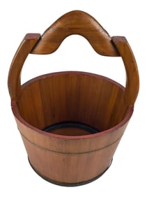 Antique Chinese Elmwood Water Bucket Trash-Bin Box