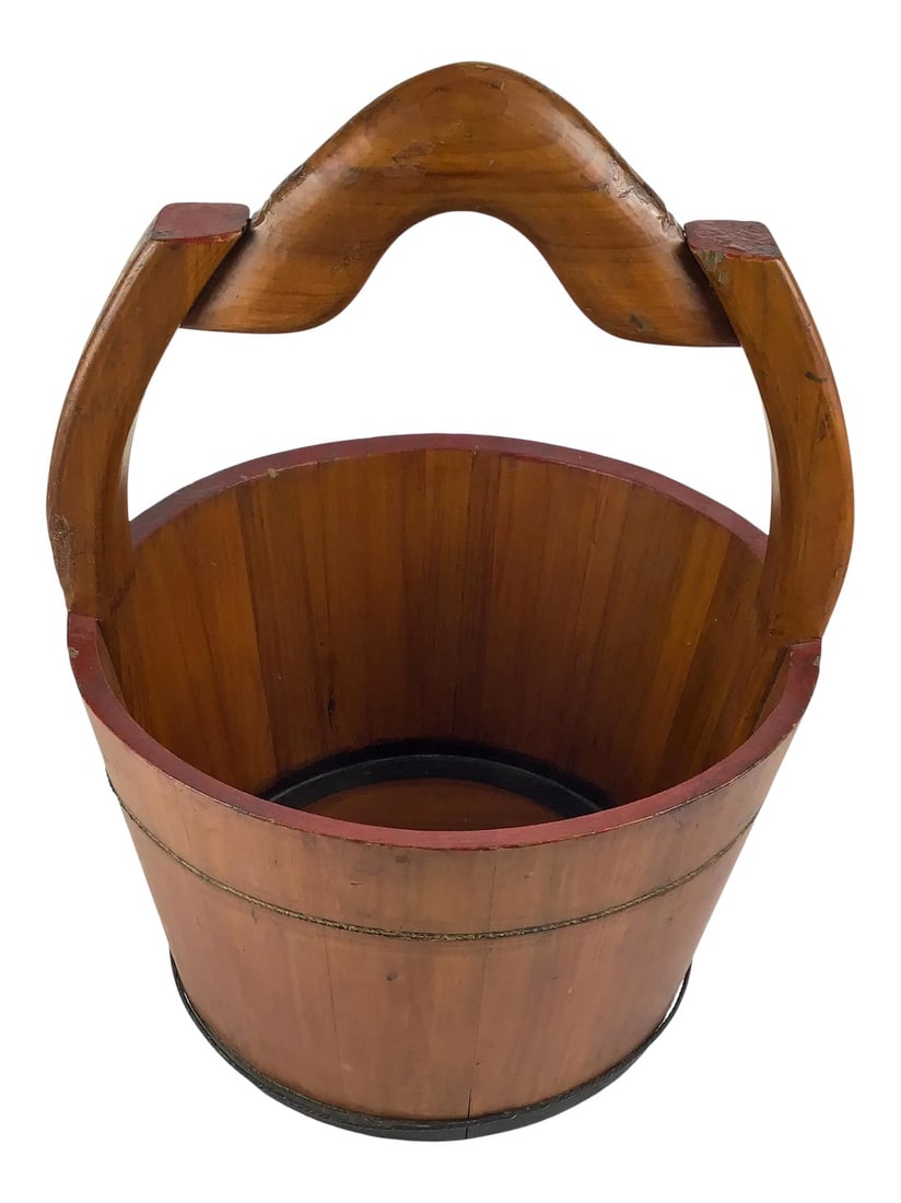 Antique Chinese Elmwood Water Bucket Trash-Bin Box (1 of 13)