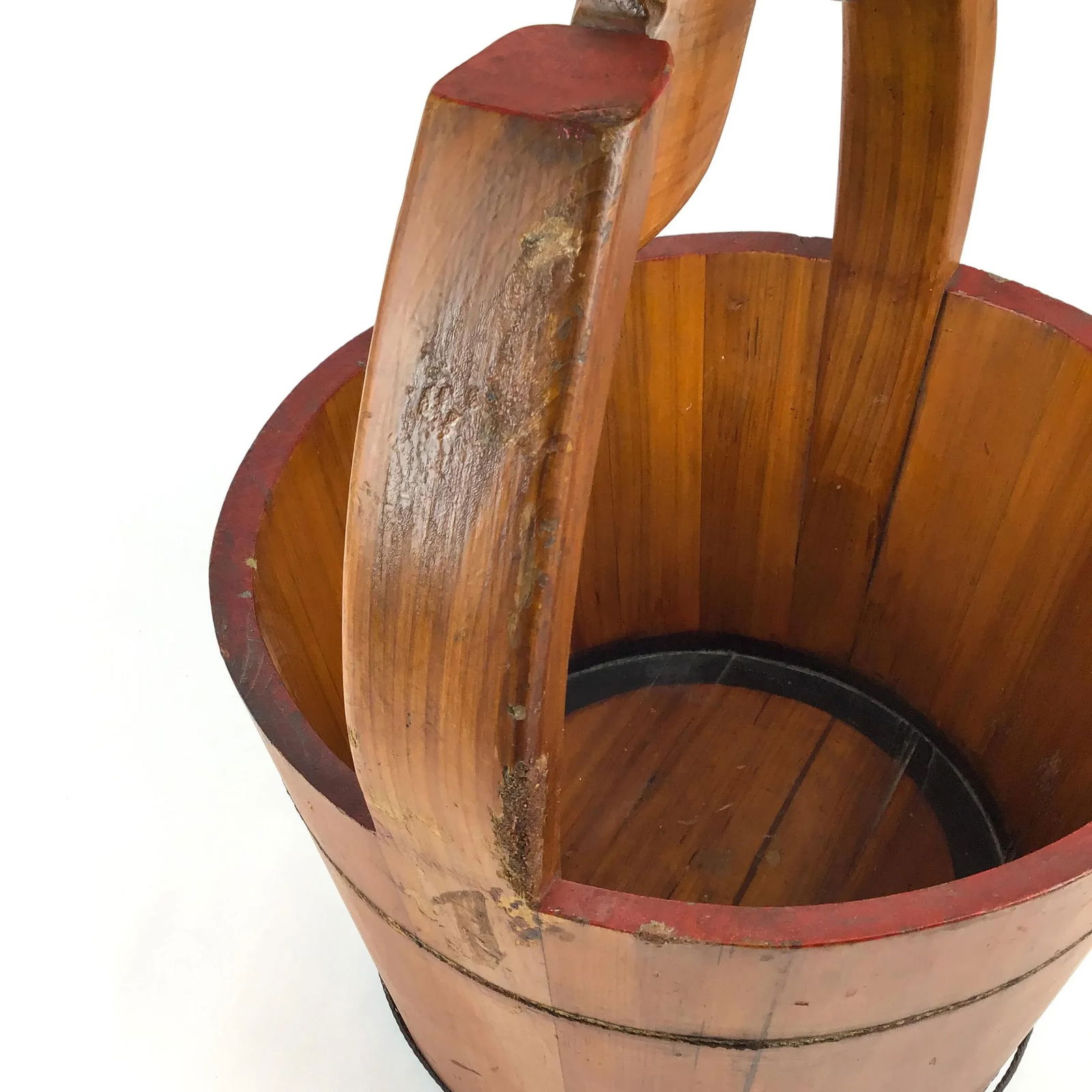 Antique Chinese Elmwood Water Bucket Trash-Bin Box - 8