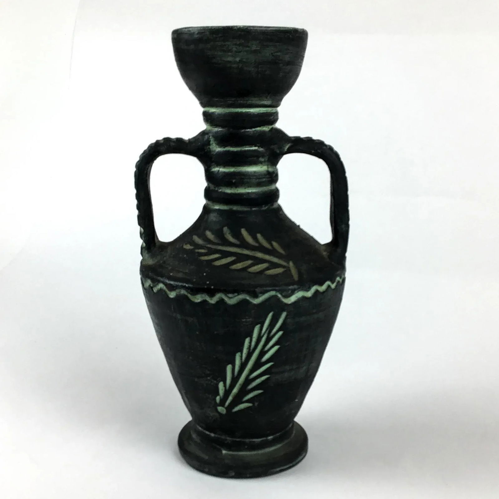 Vintage Mediterranean Terra Cotta Clay Greek Design Vase - 3