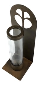 Vintage Brass & Glass Wall Hanging Candle Holder