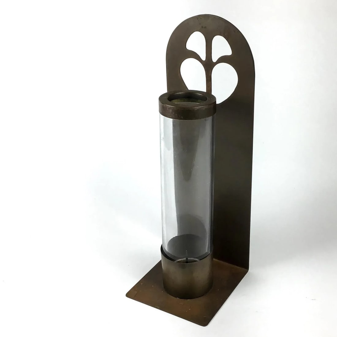 Vintage Brass & Glass Wall Hanging Candle Holder - 2