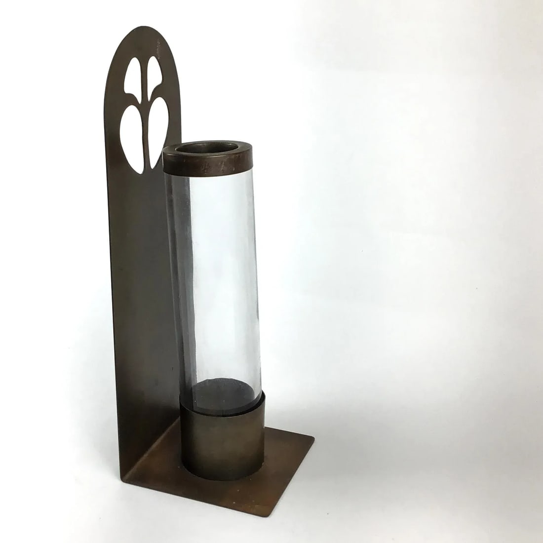 Vintage Brass & Glass Wall Hanging Candle Holder - 5