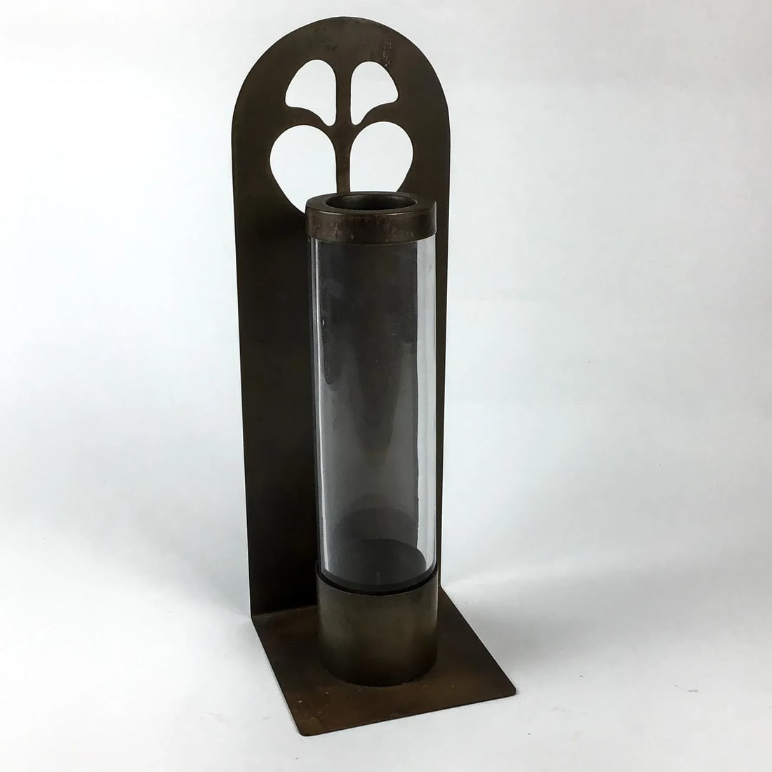 Vintage Brass & Glass Wall Hanging Candle Holder - 7