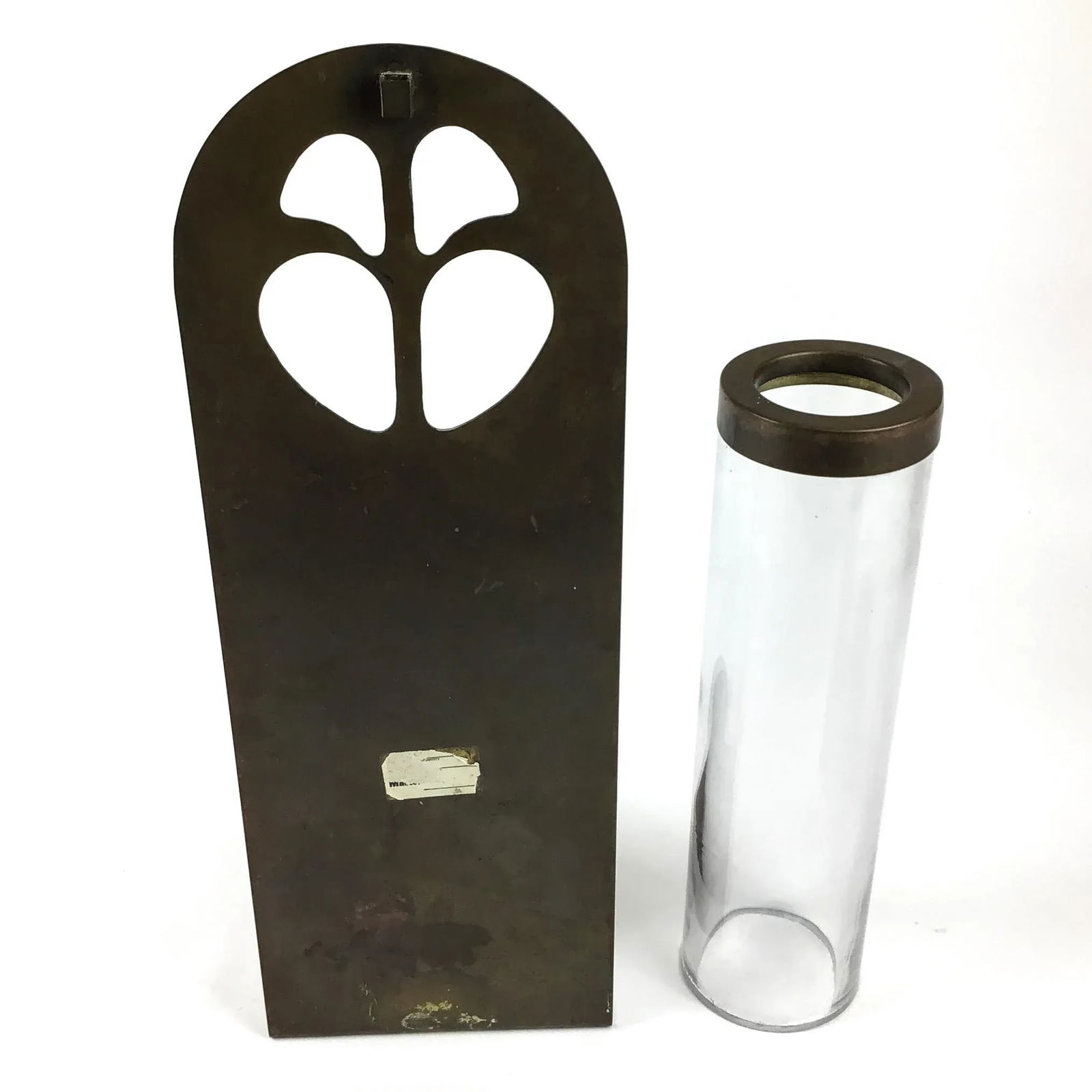 Vintage Brass & Glass Wall Hanging Candle Holder - 8