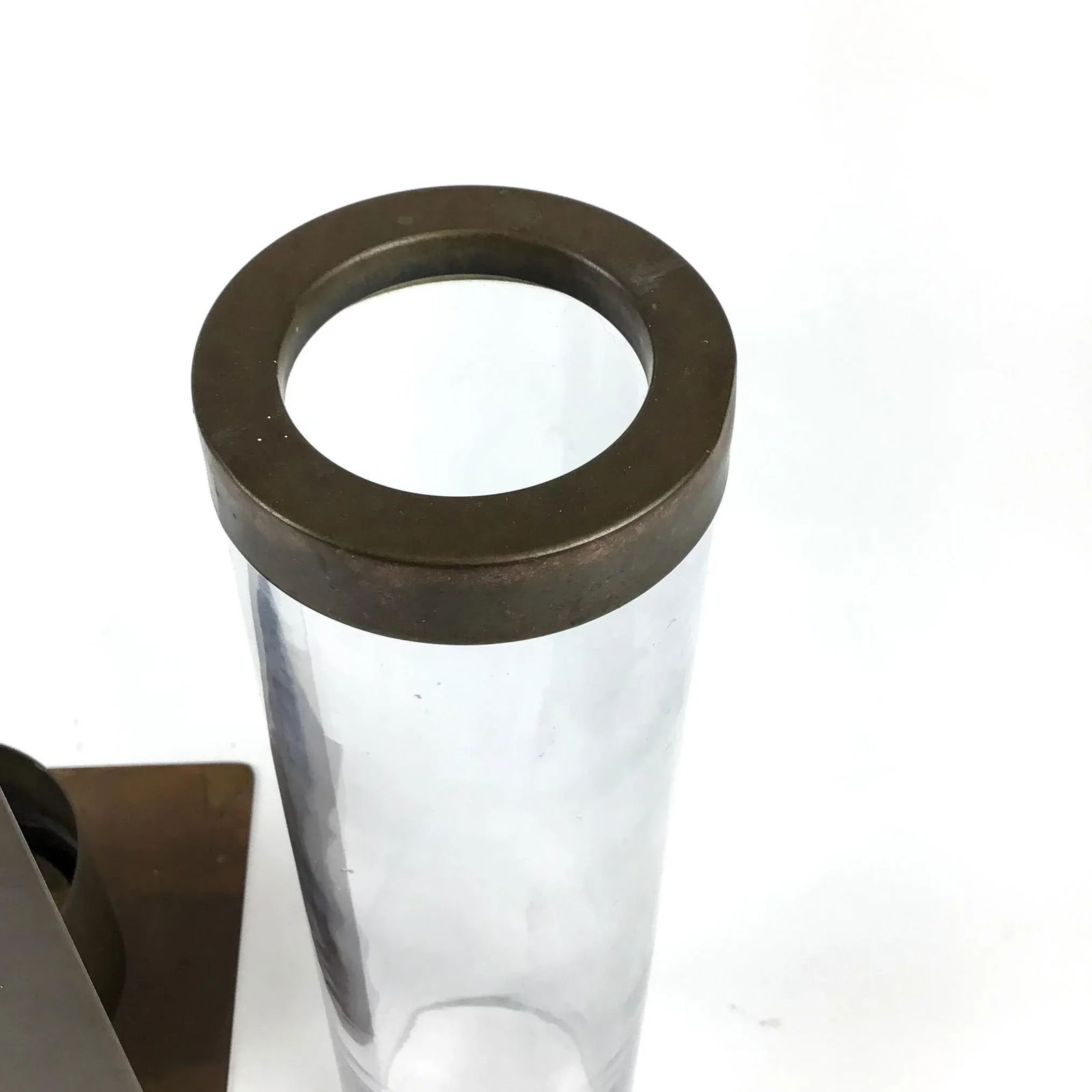 Vintage Brass & Glass Wall Hanging Candle Holder - 9