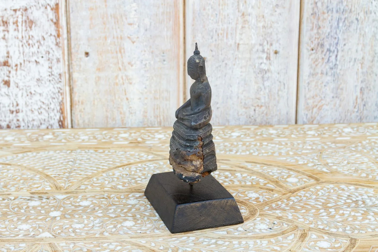 Early 19th Century Wood and Metal Alloy Burmese Buddha - 4