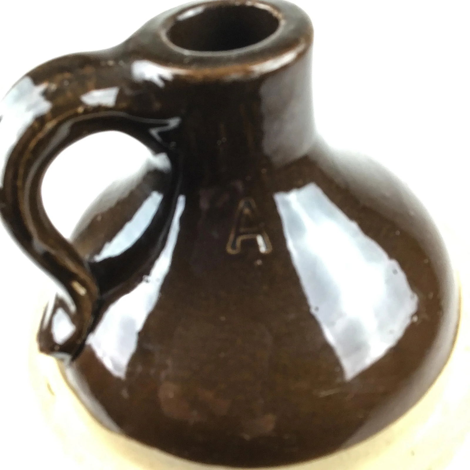 Antique Stoneware Salt Glazed Heavy Jug Marked With A - 2