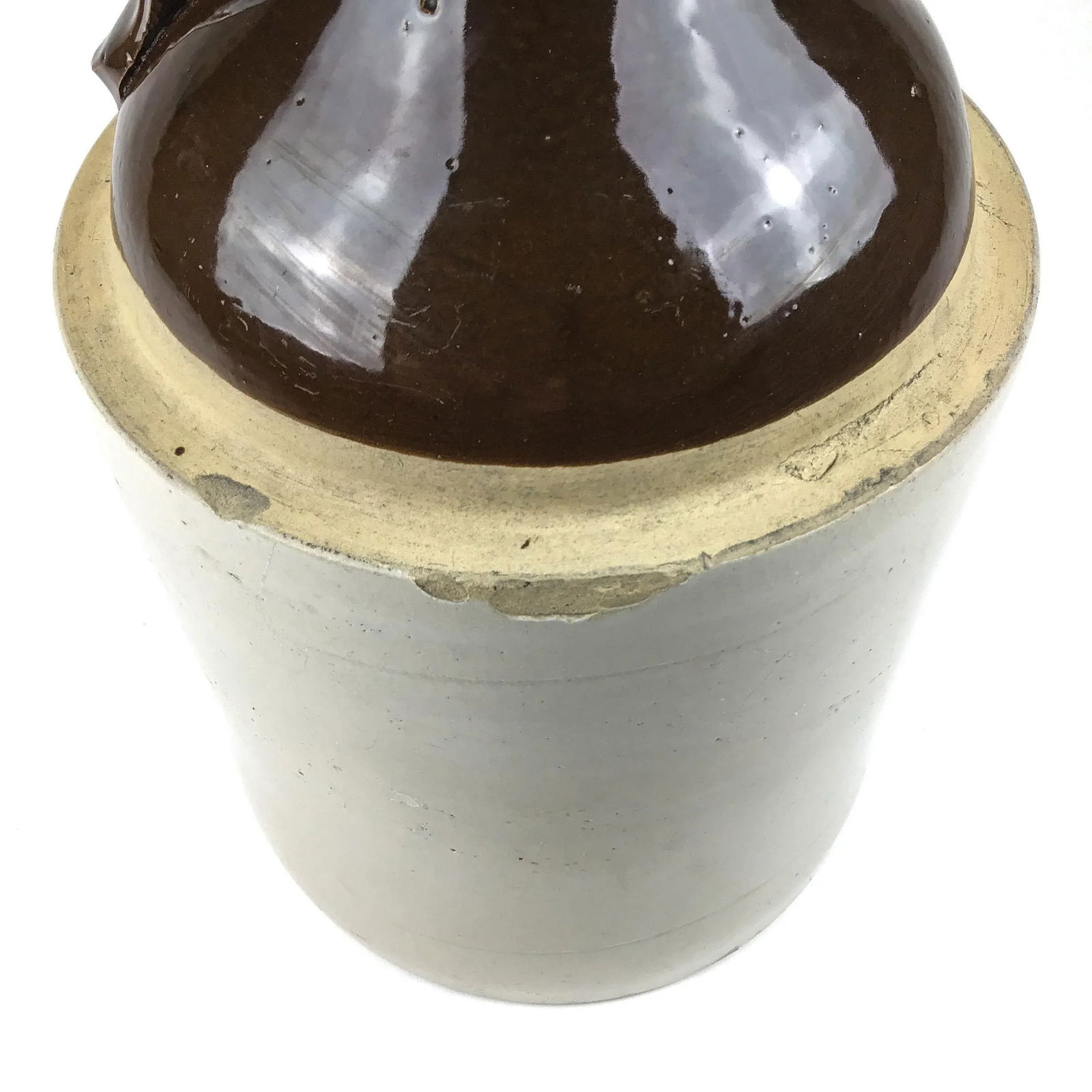 Antique Stoneware Salt Glazed Heavy Jug Marked With A - 6