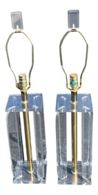 Vintage Lucite and Brass Table Lamps - a Pair