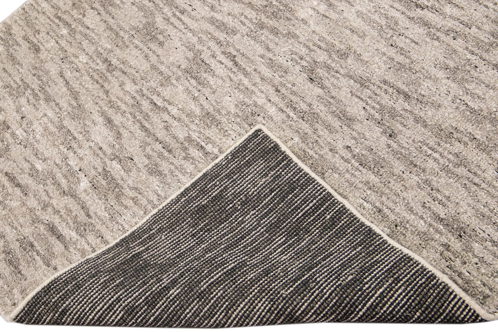 Modern Delino Handloom Gray Solid Wool Rug - 2