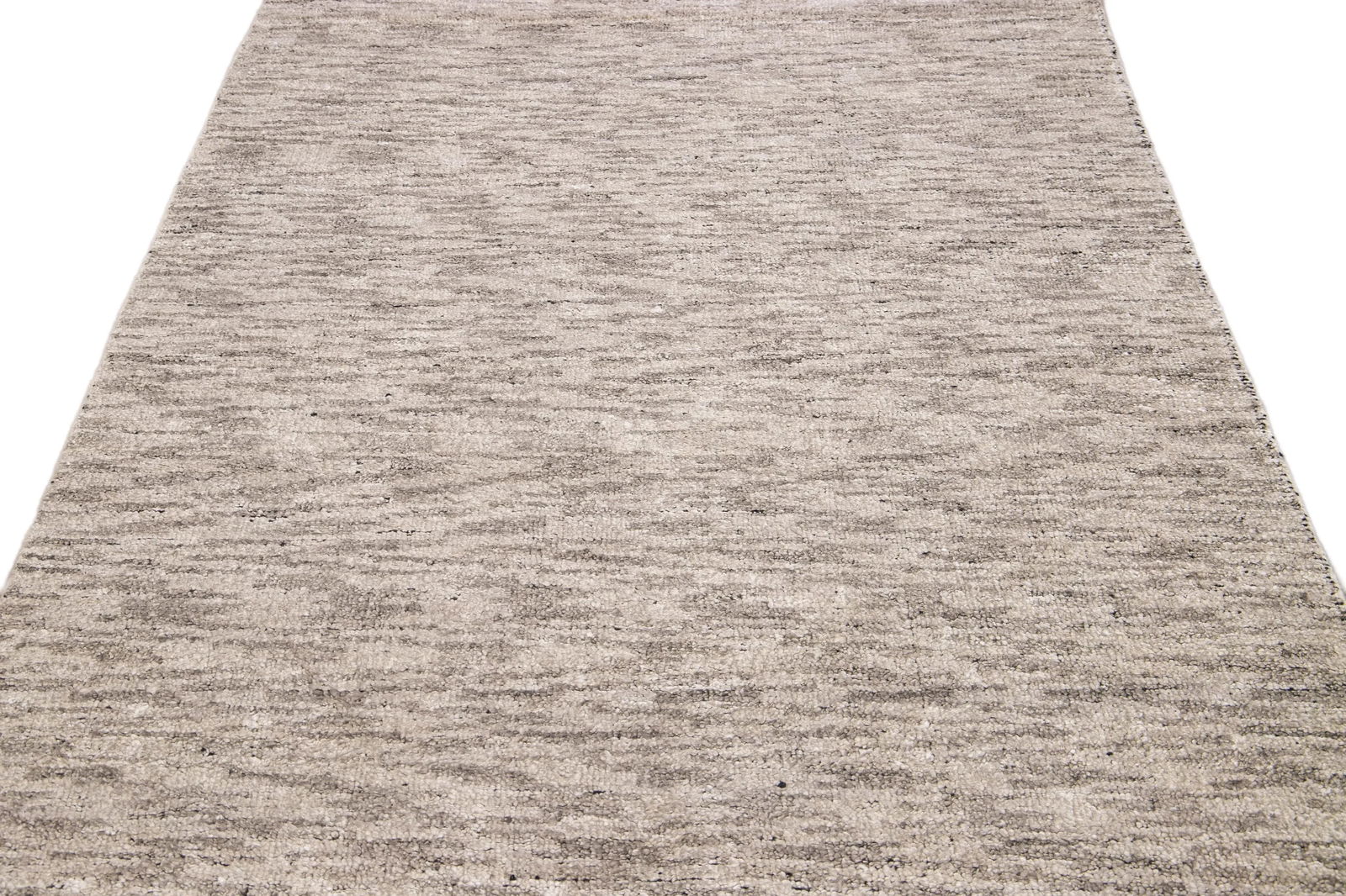 Modern Delino Handloom Gray Solid Wool Rug - 3