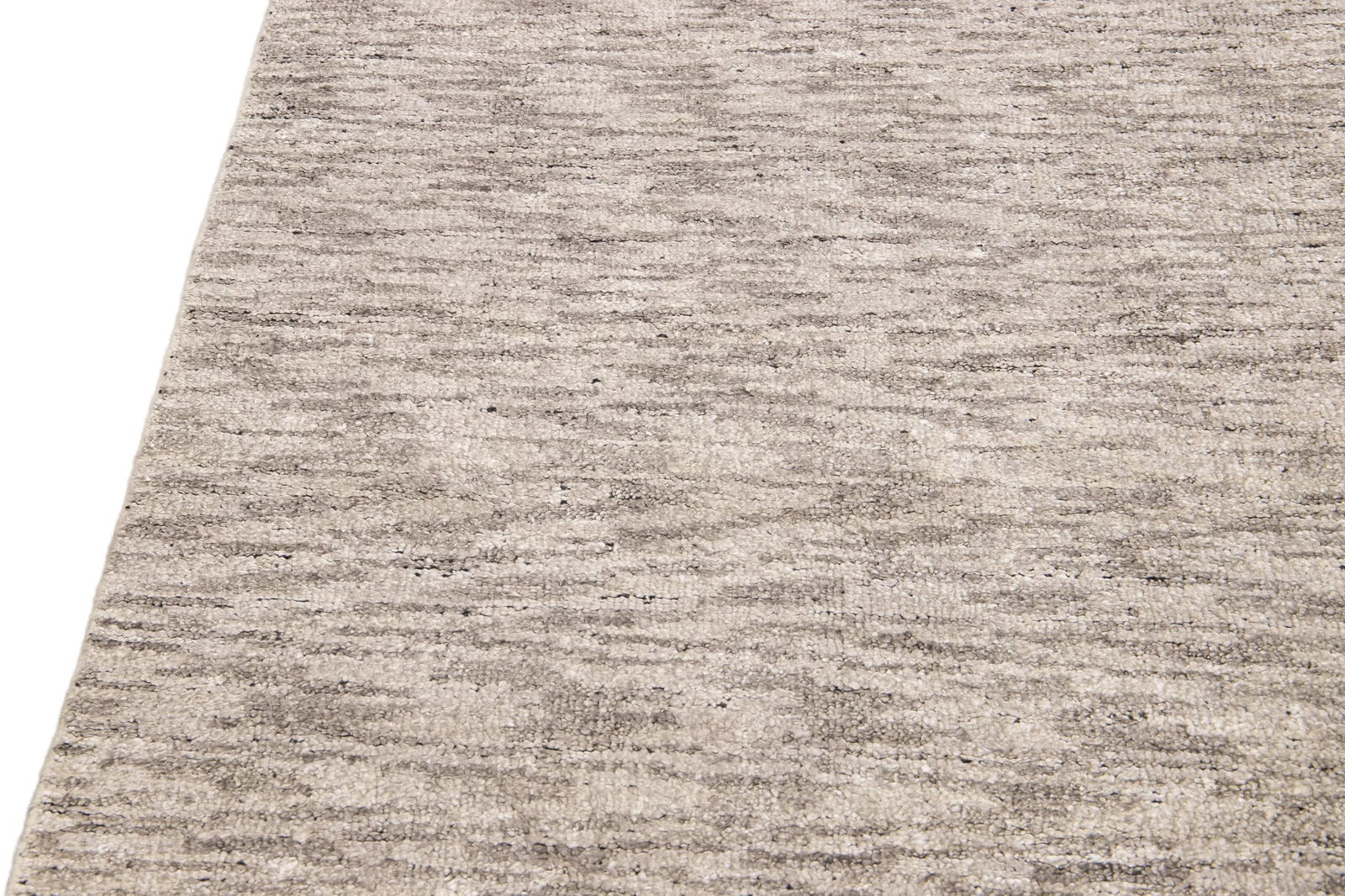 Modern Delino Handloom Gray Solid Wool Rug - 4
