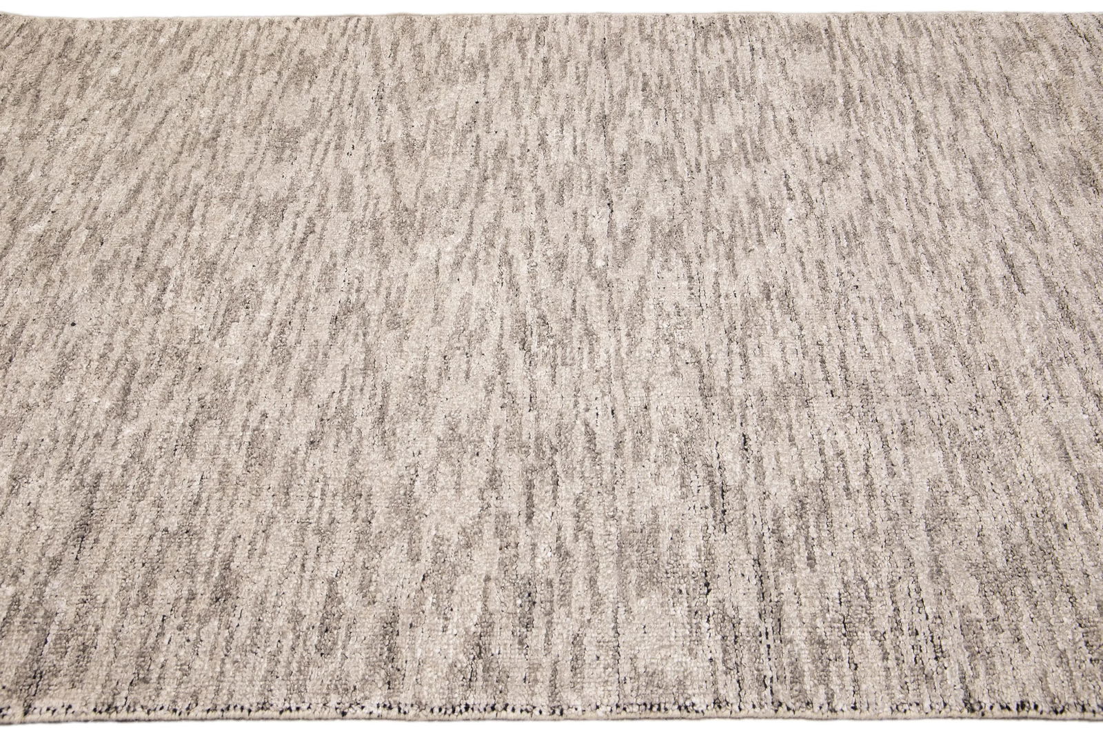 Modern Delino Handloom Gray Solid Wool Rug - 5