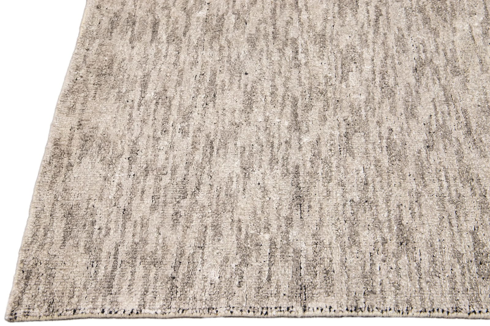 Modern Delino Handloom Gray Solid Wool Rug - 7