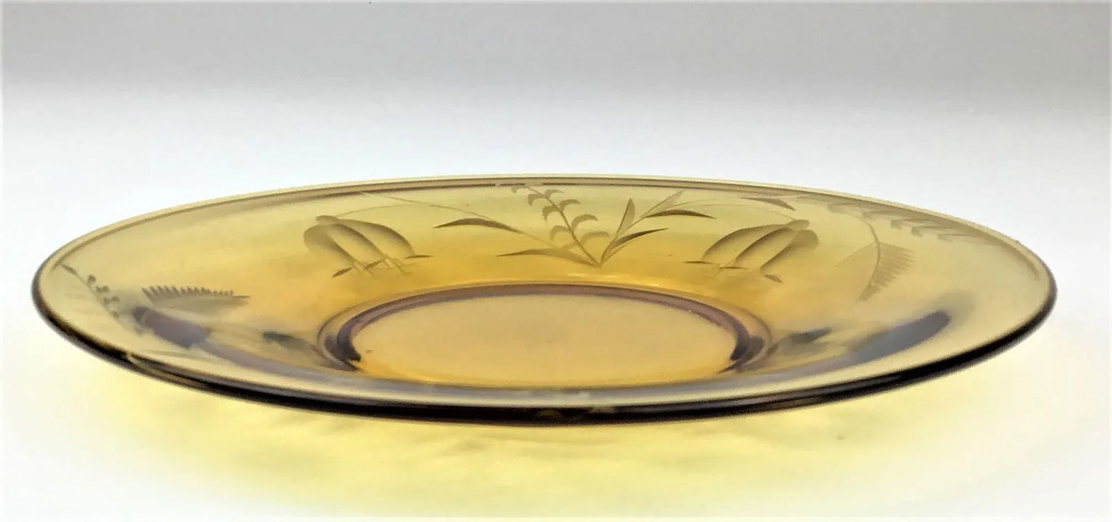 Amber Cut Glass Small Plates Vintage - a Pair - 6