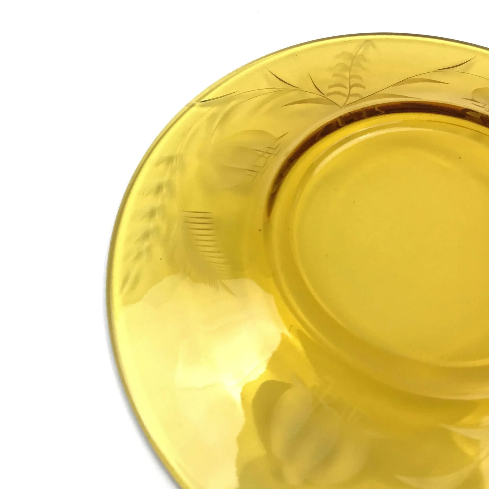 Amber Cut Glass Small Plates Vintage - a Pair - 7