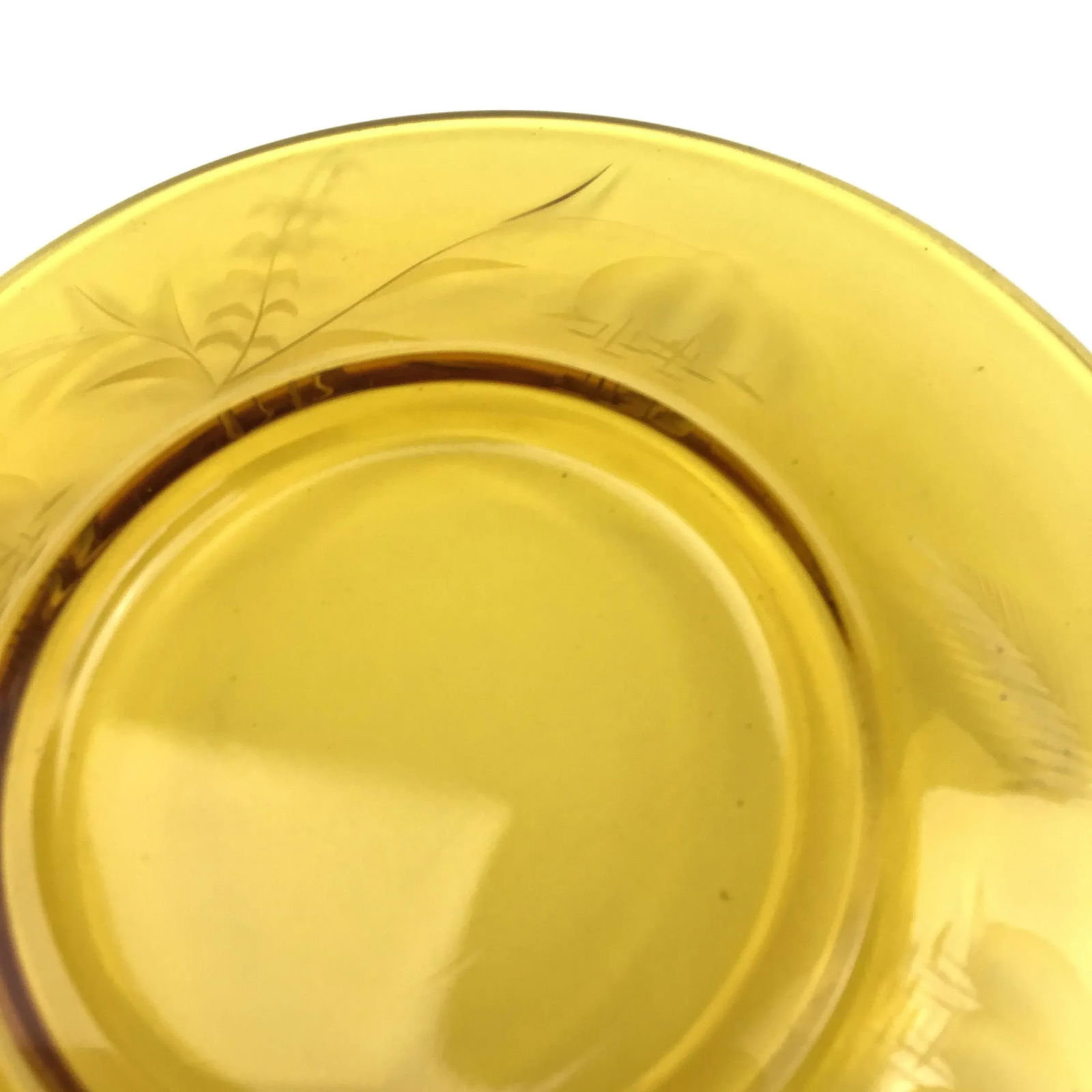 Amber Cut Glass Small Plates Vintage - a Pair - 8