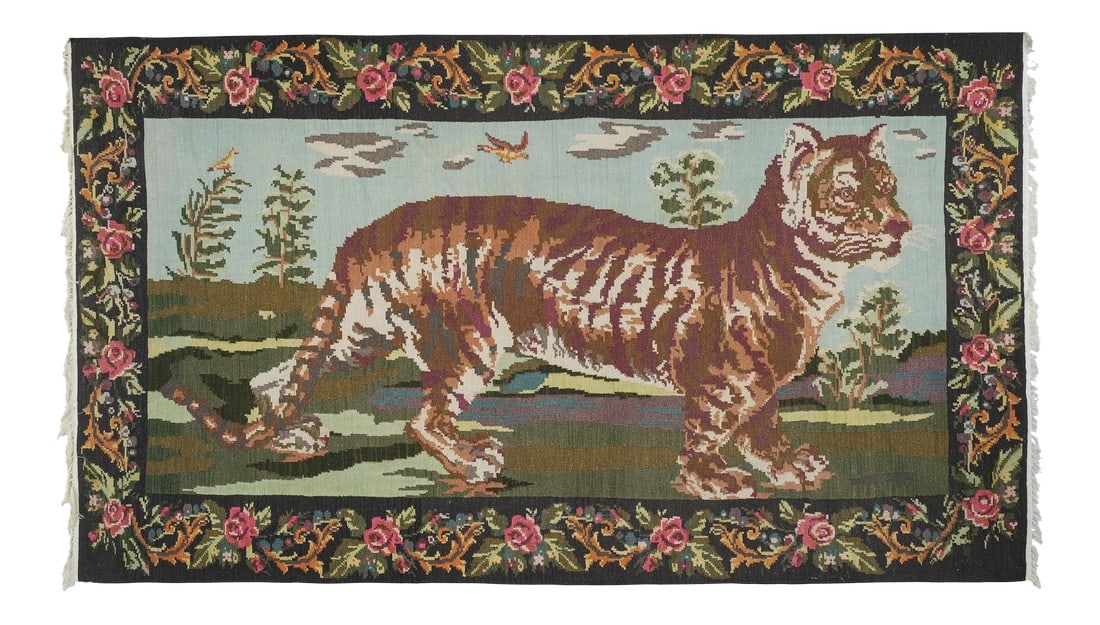 Vintage Tiger Kilim Rug - Animal Tapestry (1 of 13)