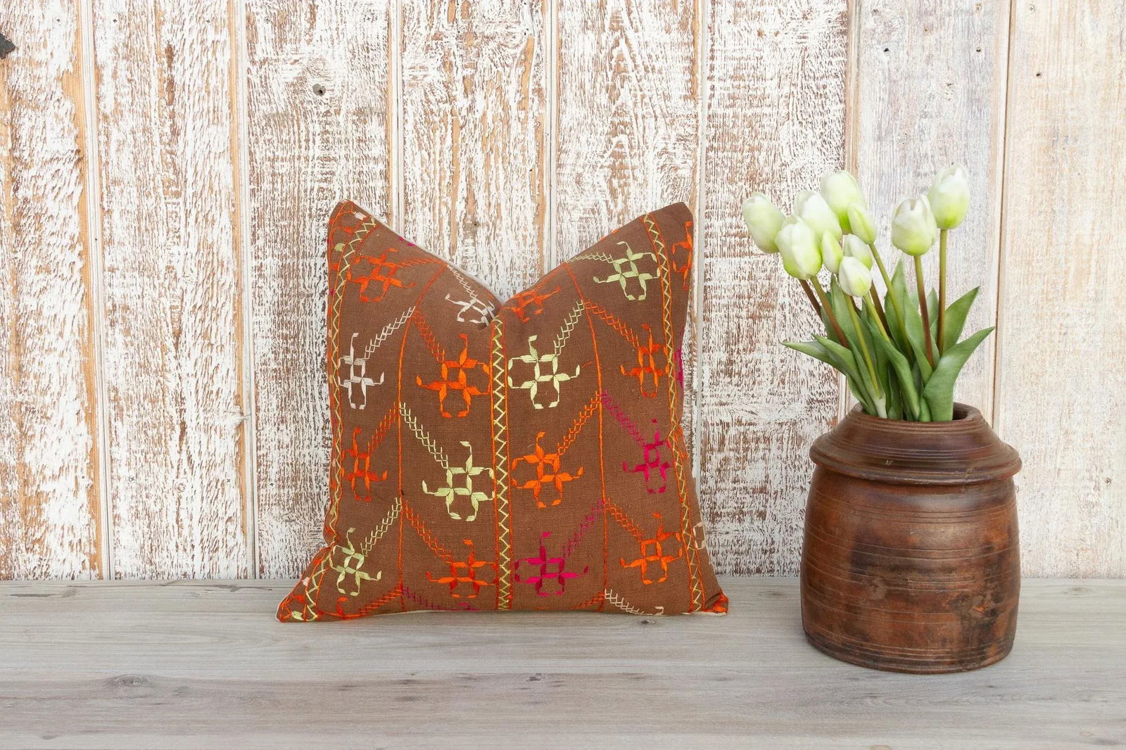 Tia Antique Indian Folk Pillow - 2