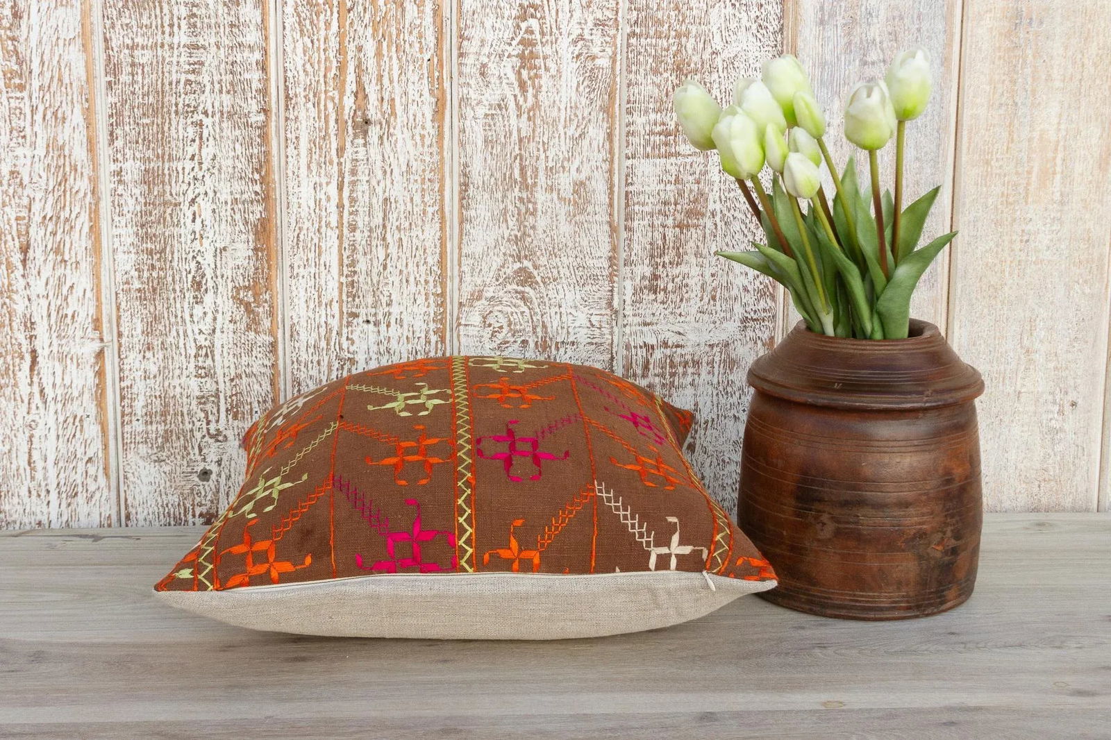 Tia Antique Indian Folk Pillow - 5