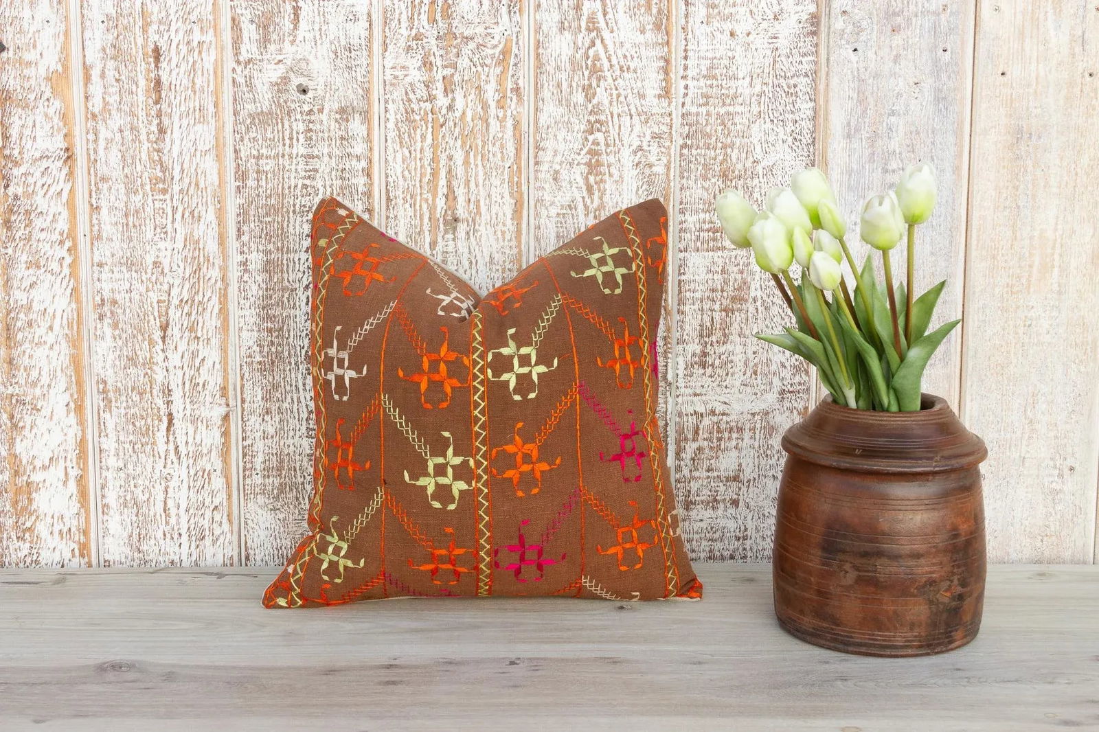 Tia Antique Indian Folk Pillow - 8