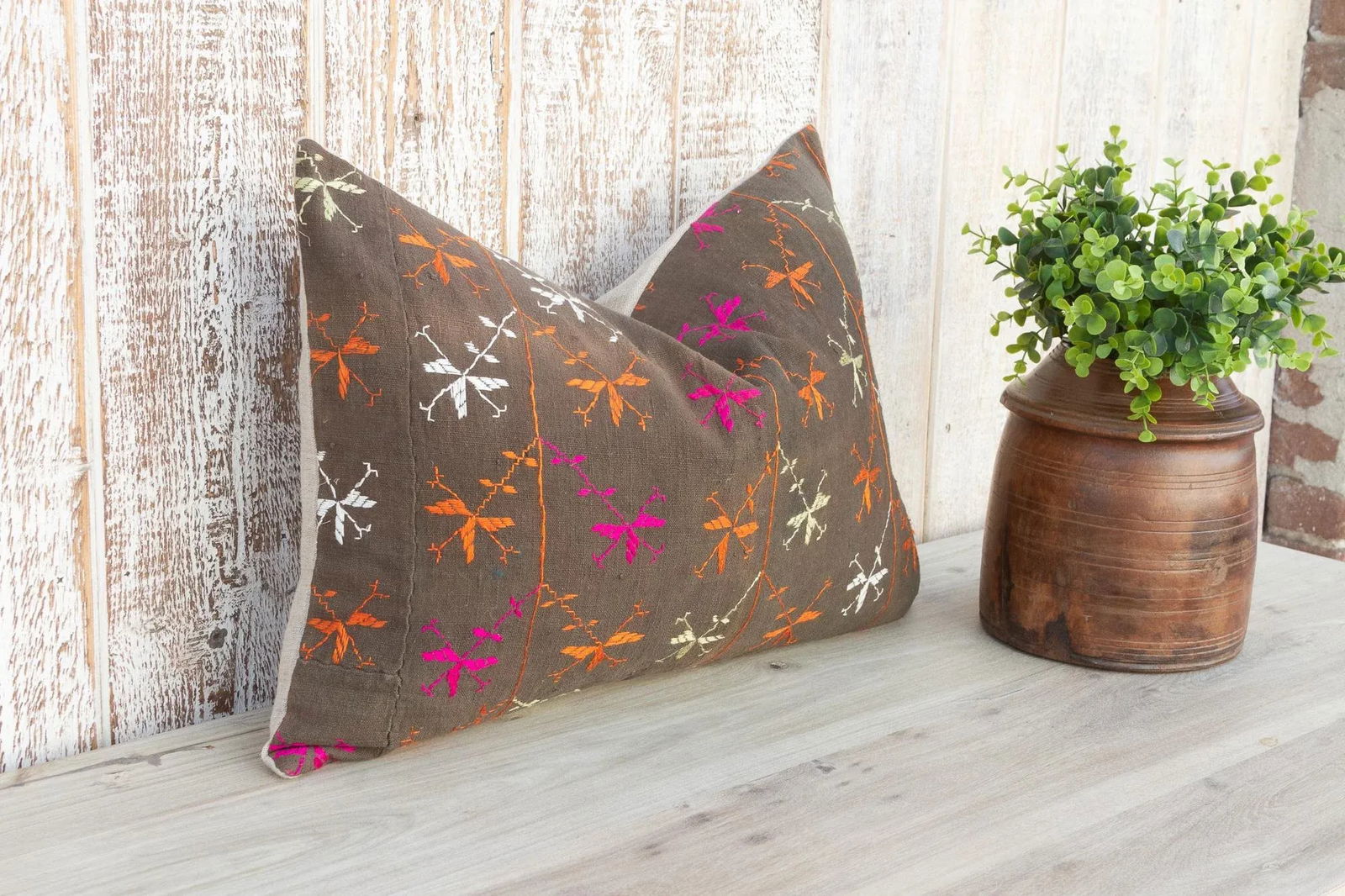 Asvi Antique Indian Folk Lumbar Pillow - 4