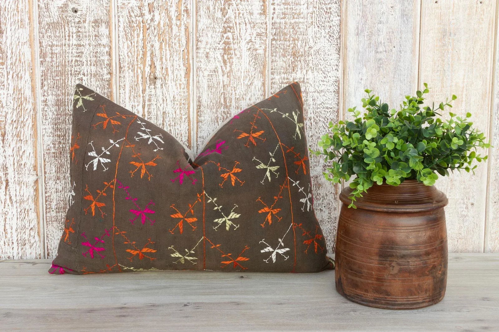 Asvi Antique Indian Folk Lumbar Pillow - 9