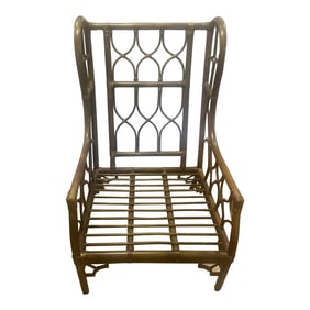 Vintage Rattan Wing Chair in the Style of Ficks-Reed