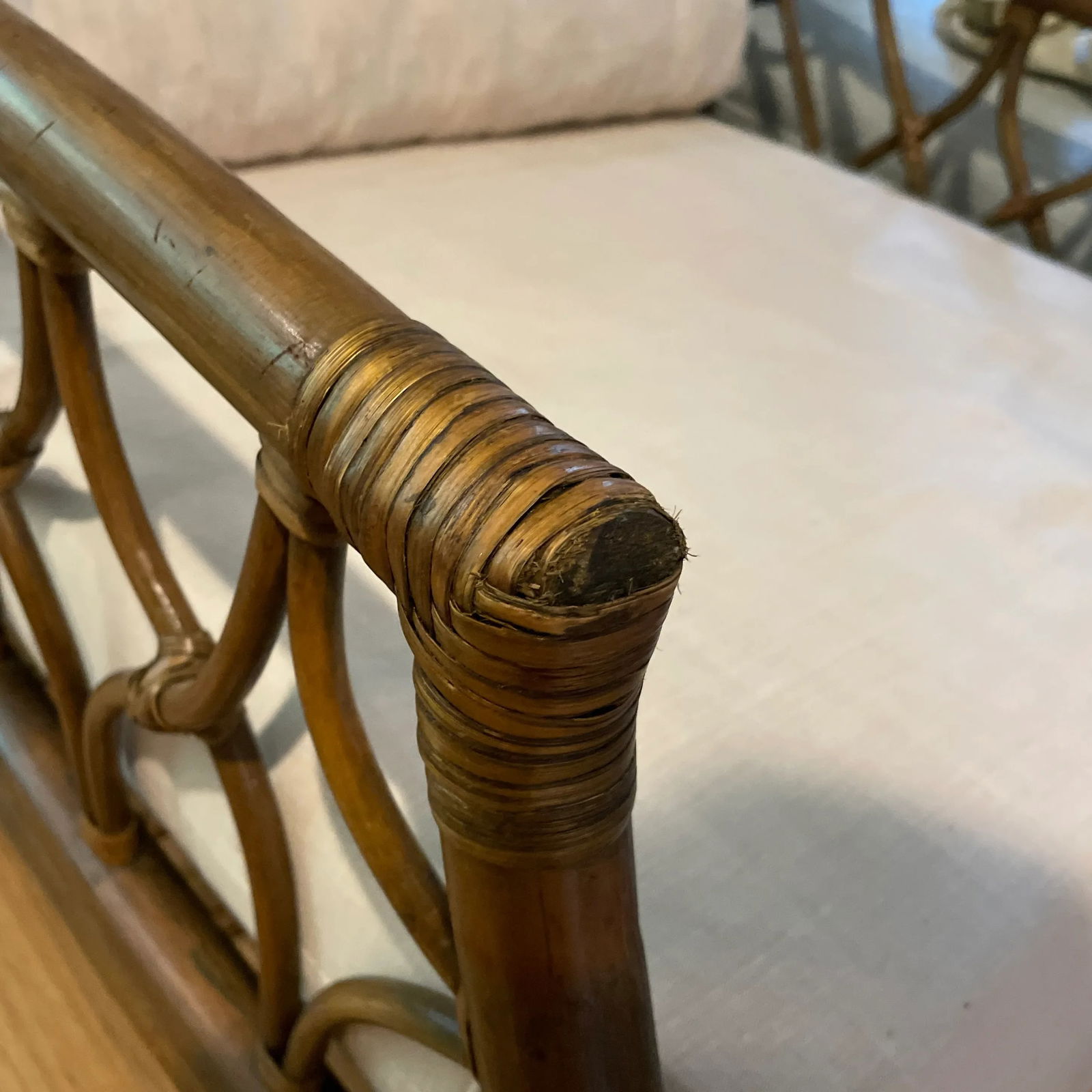 Vintage Rattan Wing Chair in the Style of Ficks-Reed - 8