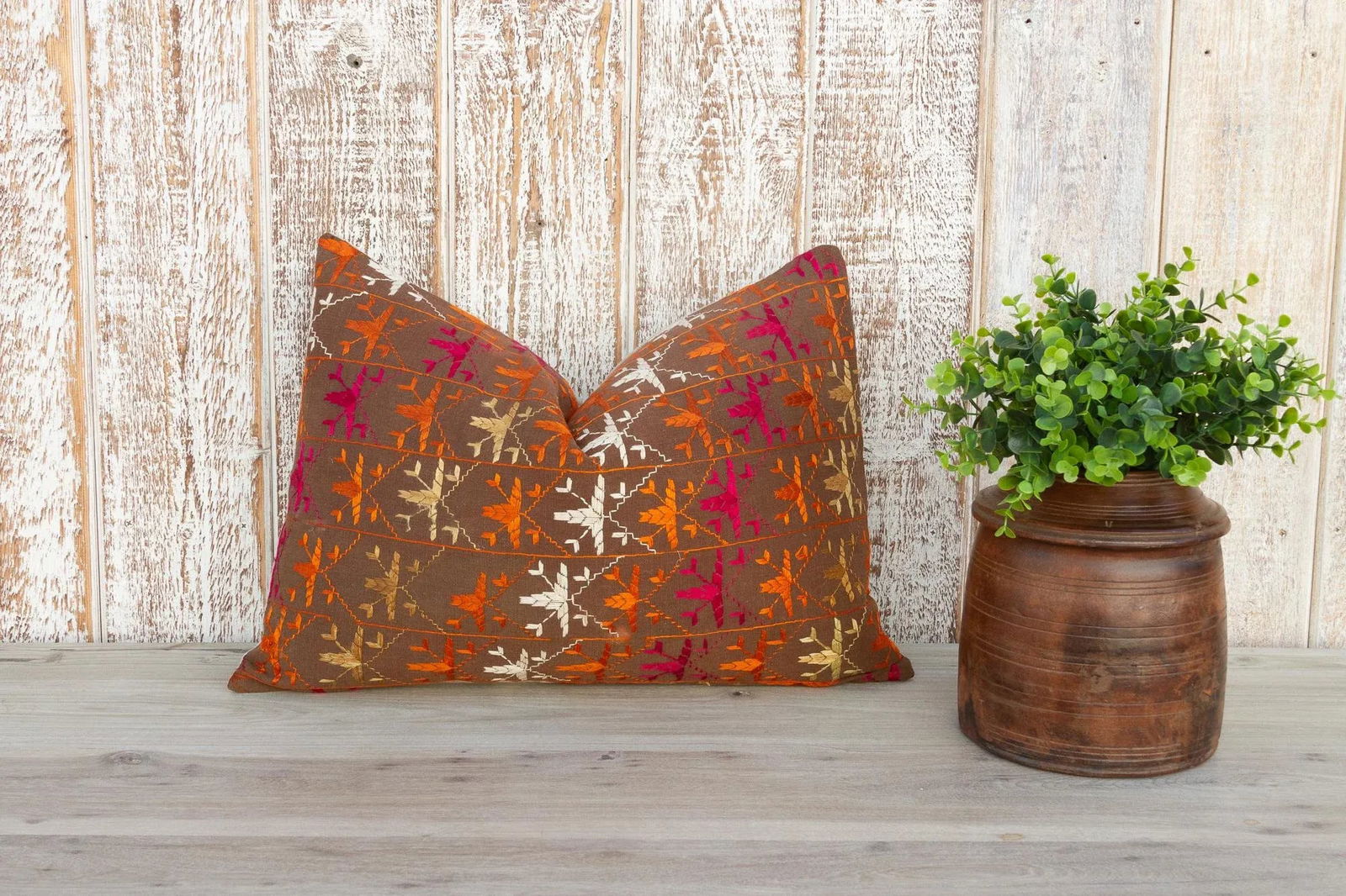 Anshi Antique Indian Folk Lumbar Pillow - 2