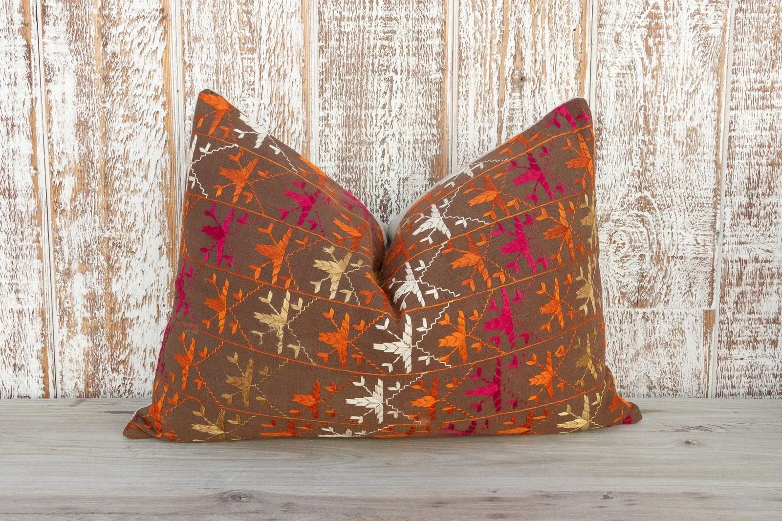 Anshi Antique Indian Folk Lumbar Pillow - 3