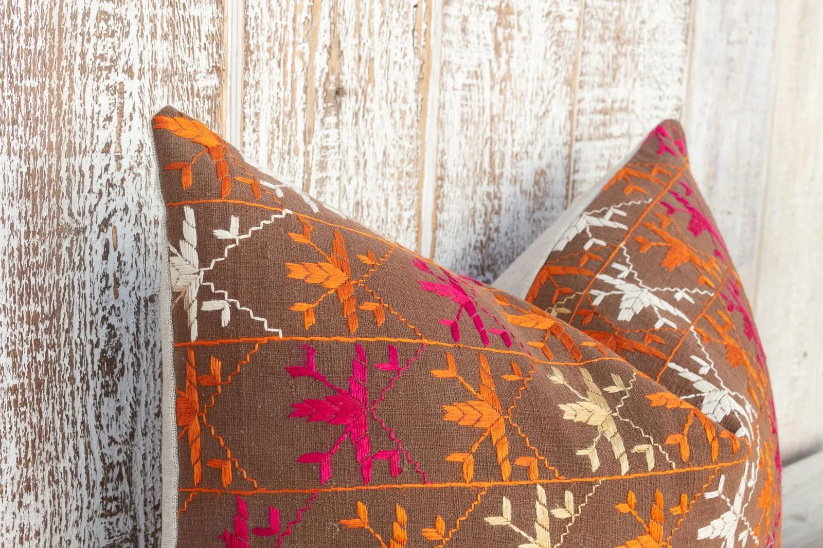 Anshi Antique Indian Folk Lumbar Pillow - 6