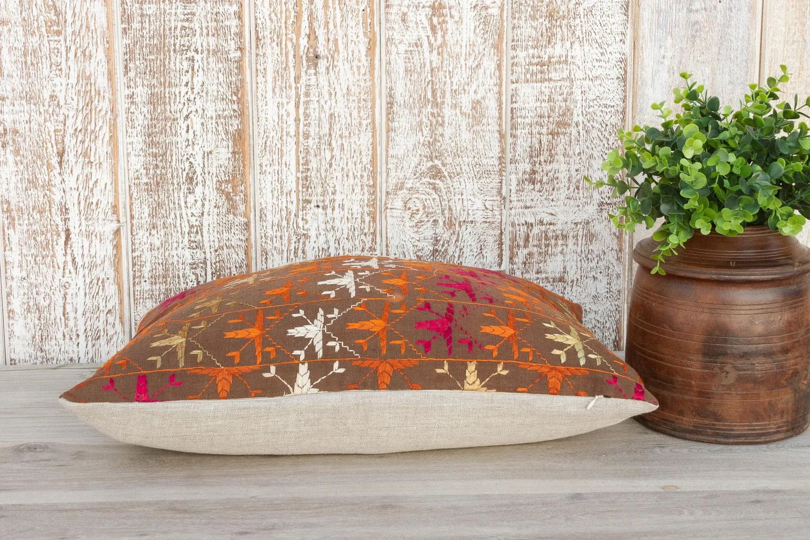Anshi Antique Indian Folk Lumbar Pillow - 7